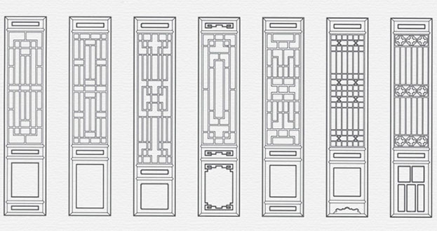 排浦镇常用中式仿古花窗图案隔断设计图