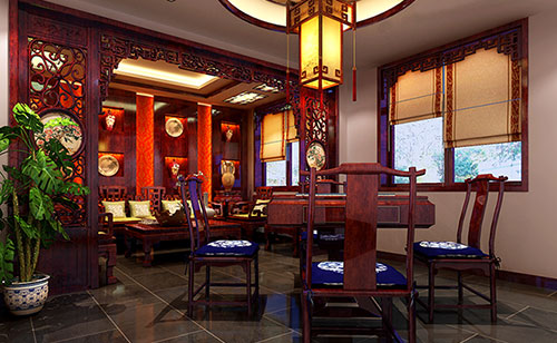 排浦镇古典中式风格茶楼包间设计装修效果图